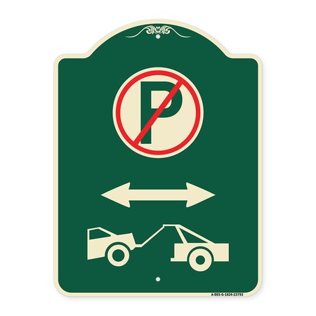 SIGNMISSION No Parking Tow Away Zone W/ Graphic Heavy-Gauge Aluminum Architectural Sign, 24" x 18", G-1824-23793 A-DES-G-1824-23793